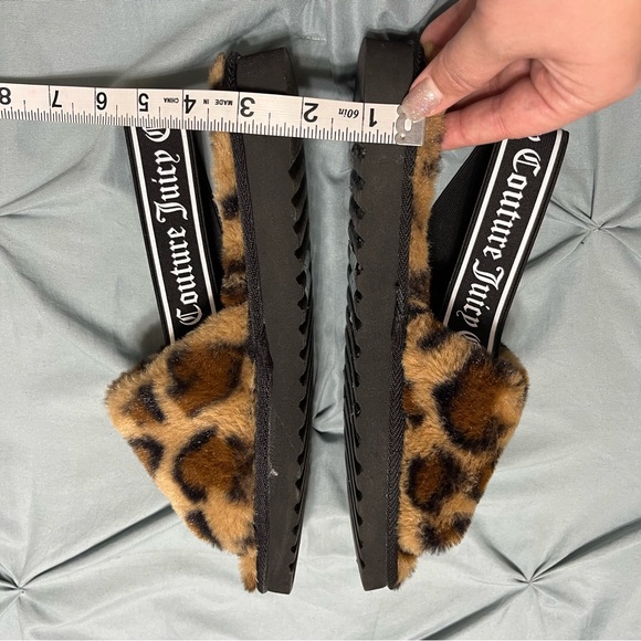 Juicy Couture Fuzzy Leopard Print Slides with Straps size 9 - Picture 8 of 14